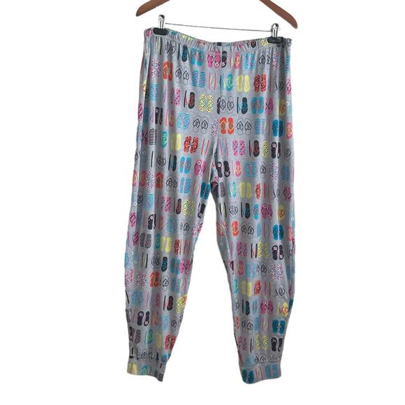 Sweet Treasures Women PJ Pants XL Gray Flip Flop All Over‎ Print Tapered Lounge - Picture 1 of 8
